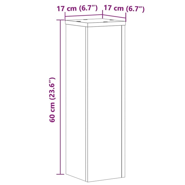 vidaXL Plantestativer 2 stk gammelt tre 17x17x60 cm konstruert tre