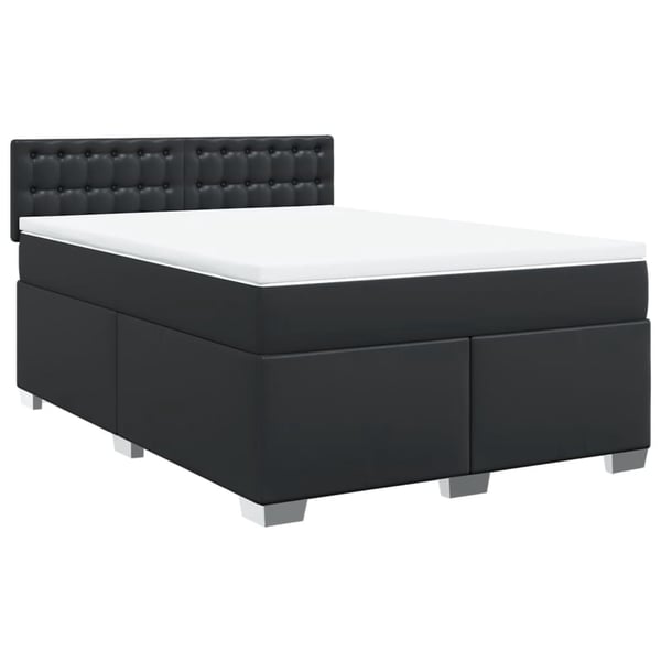 vidaXL Ramsäng med madrass svart 160x200 cm konstläder