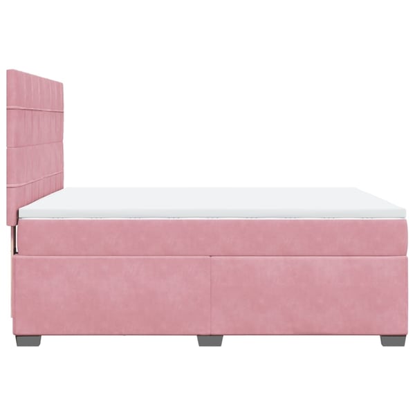 vidaXL Ramsäng med madrass rosa 140x190 cm sammet