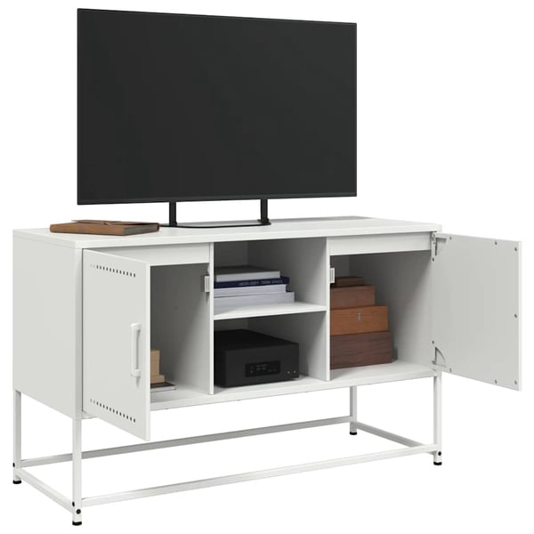 vidaXL TV-benk hvit 100,5x39x60,5 cm stål