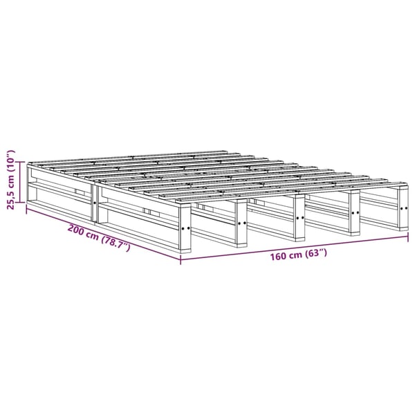 vidaXL Sengeramme uten madrass hvit 160x200 cm heltre furu