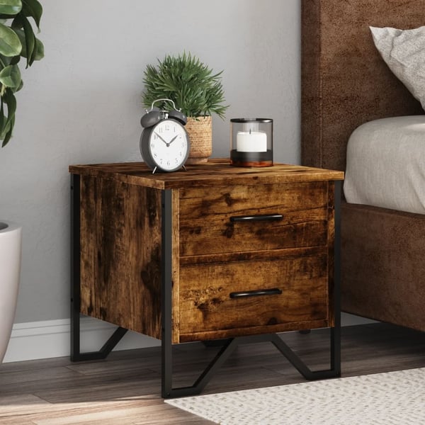 vidaXL sengeborde 2 stk. 40x41x40 cm konstrueret træ røget egetræ