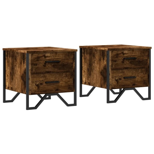 vidaXL sengeborde 2 stk. 40x41x40 cm konstrueret træ røget egetræ