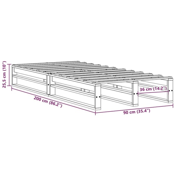 vidaXL Sengeramme uten madrass 90x200 cm heltre furu