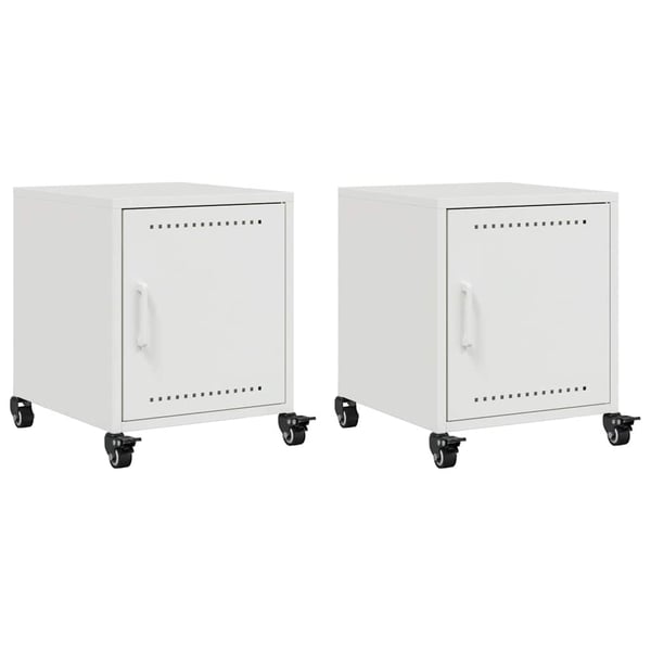 vidaXL Sängbord 2 st vit 36x39x43,5 cm stål