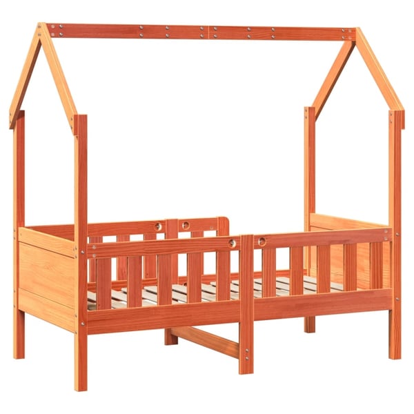 vidaXL Barneseng med tak voksbrun 70x140 cm heltre furu