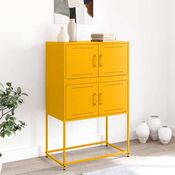 vidaXL Skjenk sennepsgul 68,5x38,5x107 cm stål