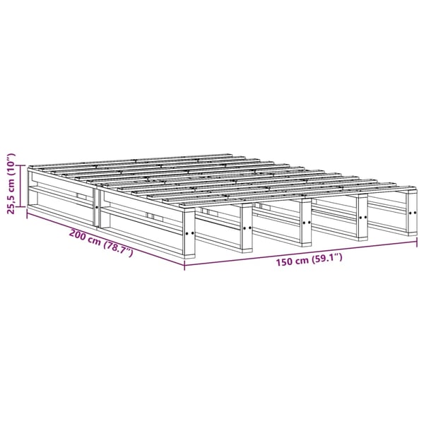 vidaXL Sengeramme uten madrass hvit 150x200 cm heltre furu