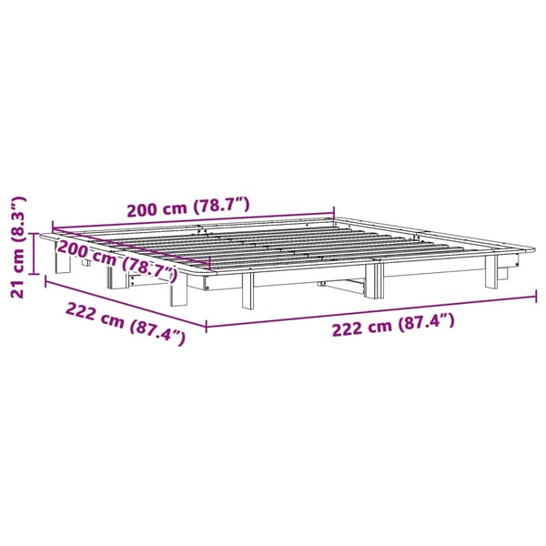 vidaXL Sengeramme med madrass hvit 200x200 cm heltre furu