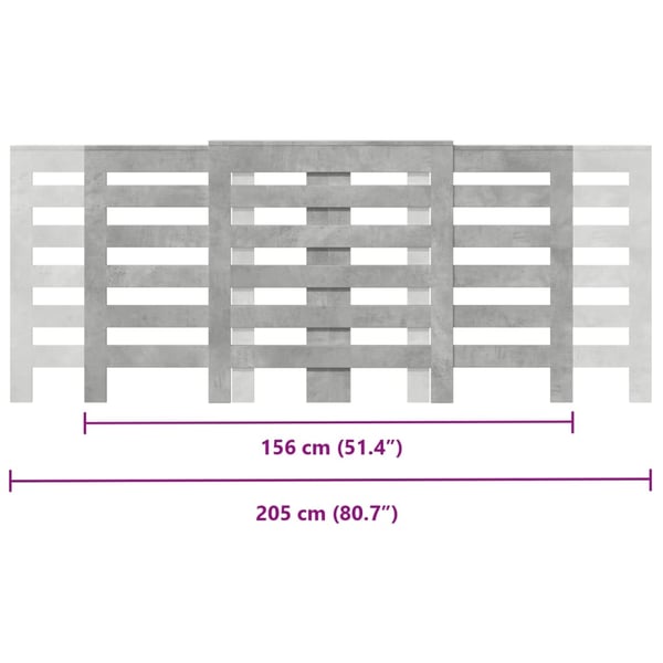 vidaXL Radiatordeksel betonggrå 205x21,5x83,5 cm konstruert tre