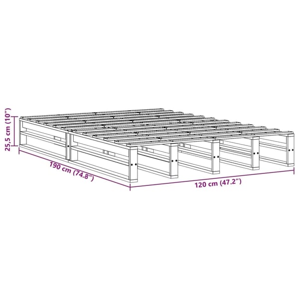 vidaXL Sengeramme uten madrass voksbrun 120x190 cm heltre furu