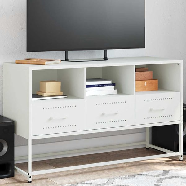 vidaXL tv-bord 100,5x39x60,5 cm stål hvid