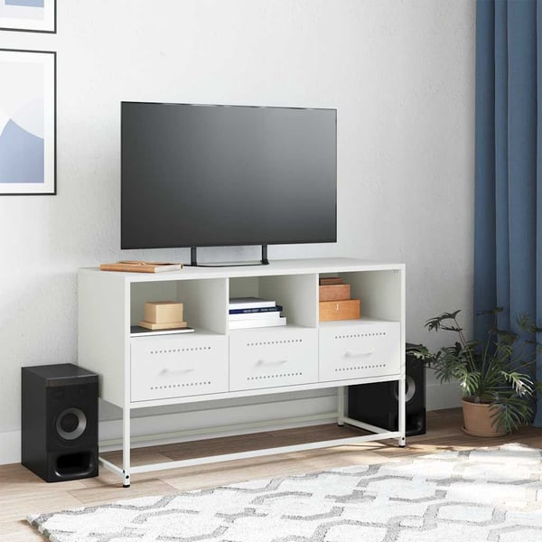 vidaXL tv-bord 100,5x39x60,5 cm stål hvid