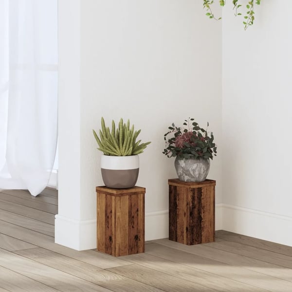 vidaXL Kasvitelineet 2 kpl vanha puu 10x10x18 cm tekninen puu