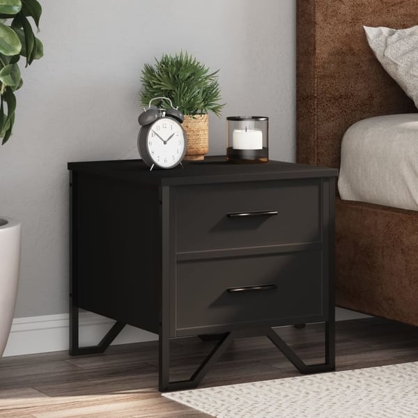 vidaXL sengeborde 2 stk. 40x41x40 cm konstrueret træ sort