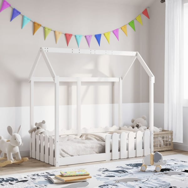 vidaXL Barnesengeramme hvit 70x140 cm heltre furu