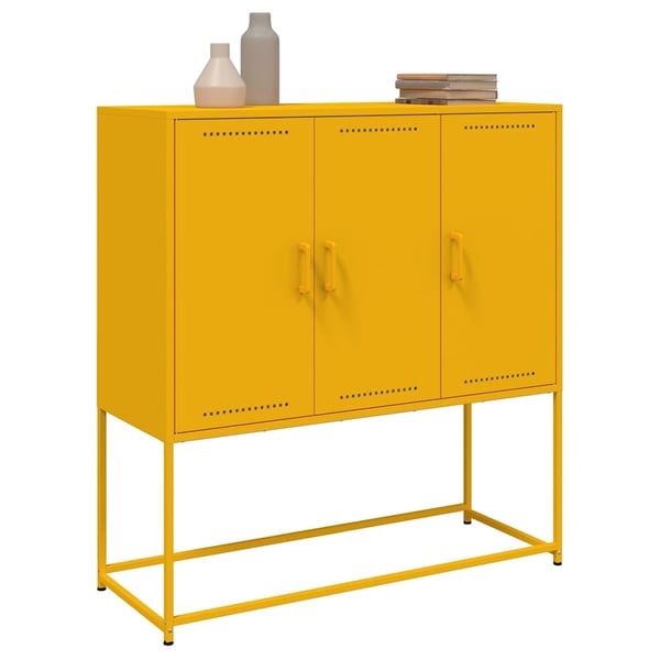 vidaXL Highboard sennepsgul 100,5x39x107 cm stål