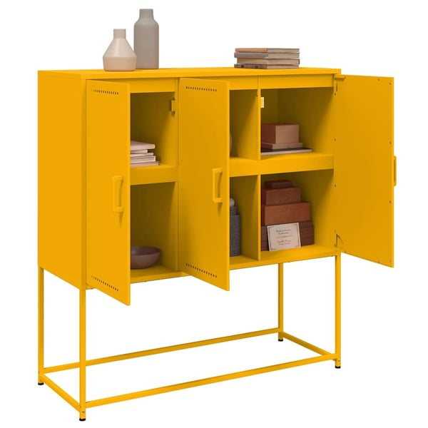 vidaXL Highboard sennepsgul 100,5x39x107 cm stål