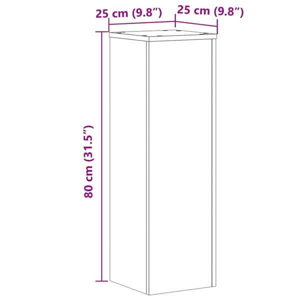 vidaXL Plantestativer 2 stk hvit 25x25x80 cm konstruert tre