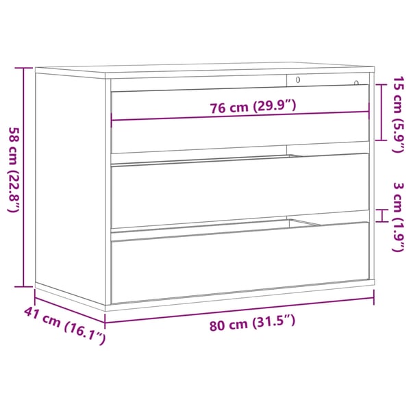 vidaXL kommode til hjørne 80x41x58 cm konstrueret træ sonoma-eg