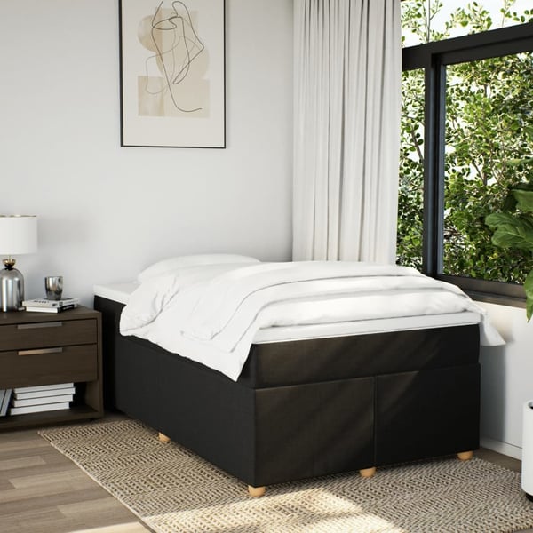 vidaXL kontinentalseng med madras 120x200 cm stof sort