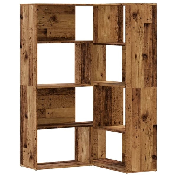 vidaXL Bokhylle hjørne 4 lag gammelt tre 85x85x140 cm konstruert tre