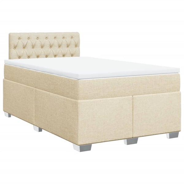 vidaXL kontinentalseng med madras 120x190 cm stof cremefarvet