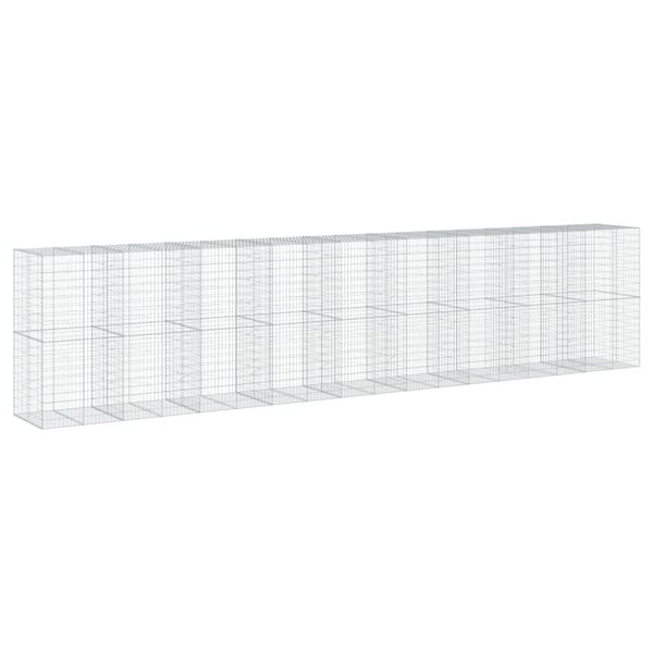 vidaXL Gabionkurv med deksel 900x100x200 cm galvanisert jern