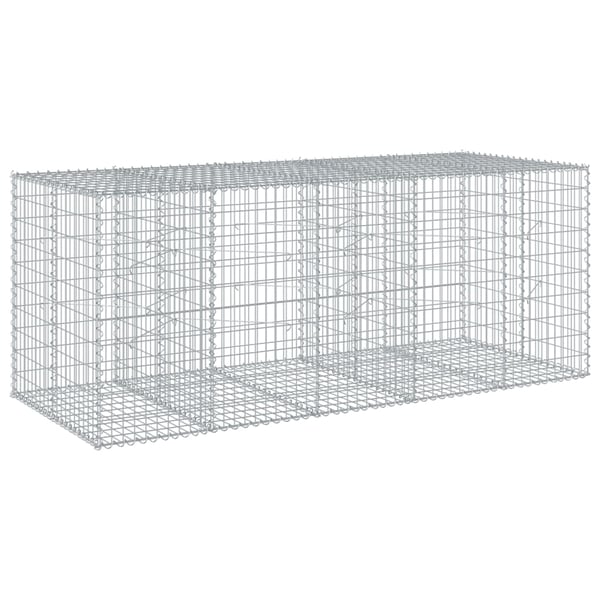 vidaXL Gabionkurv med deksel 250x100x100 cm galvanisert jern