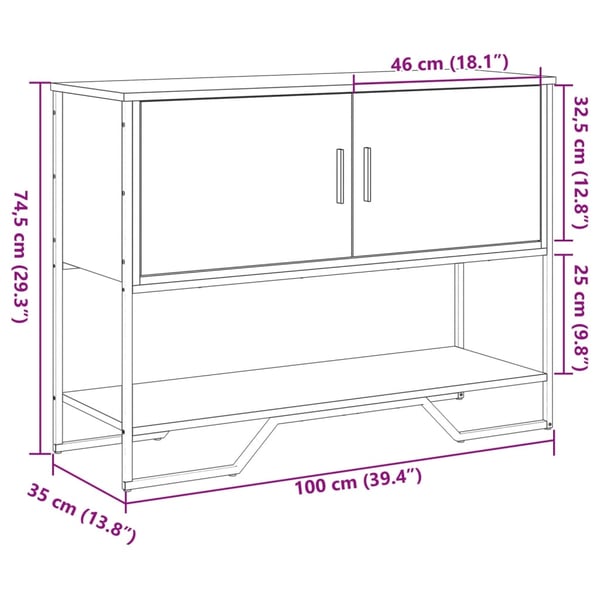 vidaXL Konsollbord røkt eik 100x35x74,5 cm konstruert tre