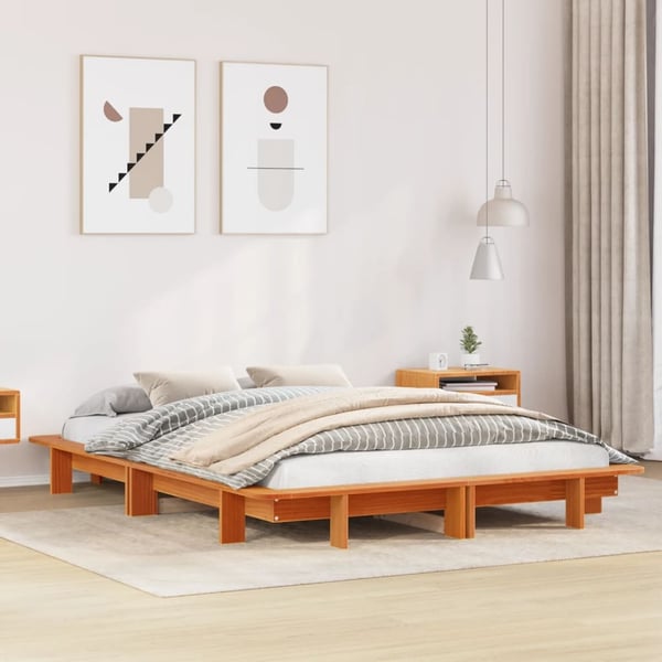 vidaXL Sengeramme uten madrass brun 135x190 cm heltre furu