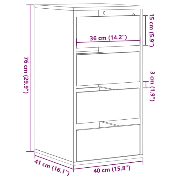 vidaXL kommode til hjørne 40x41x76 cm konstrueret træ sort