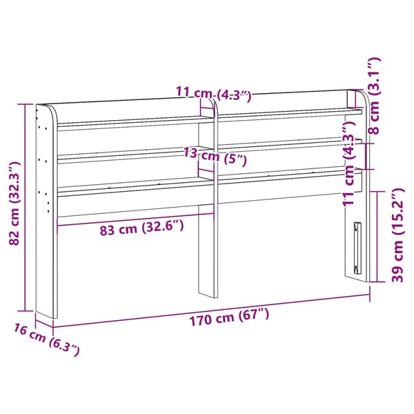vidaXL Hodegavl med hyller voksbrun 160 cm heltre furu