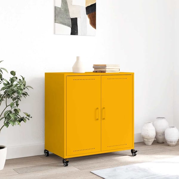 vidaXL skab 68x39x72 cm stål sennepsgul