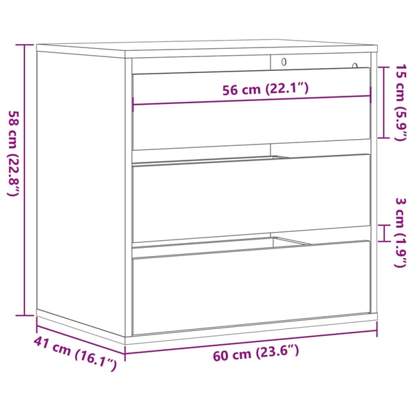 vidaXL Kommode betonggrå 60x41x58 cm konstruert tre