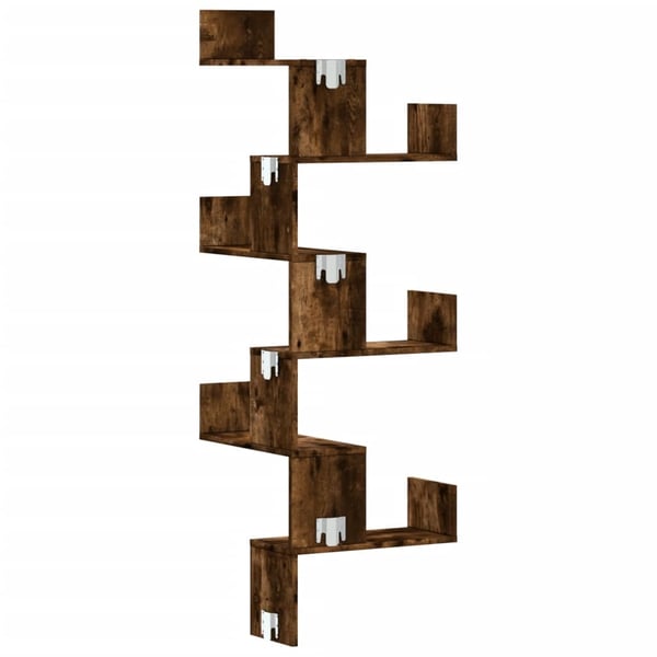 vidaXL Veggmontert hjørnehylle røkt eik 45x45x147 cm konstruert tre