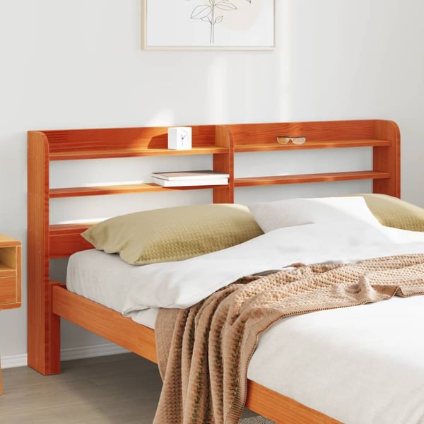 vidaXL Hodegavl med hyller voksbrun 150 cm heltre furu