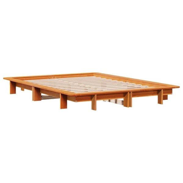 vidaXL Sengeramme uten madrass voksbrun 120x200 cm heltre furu