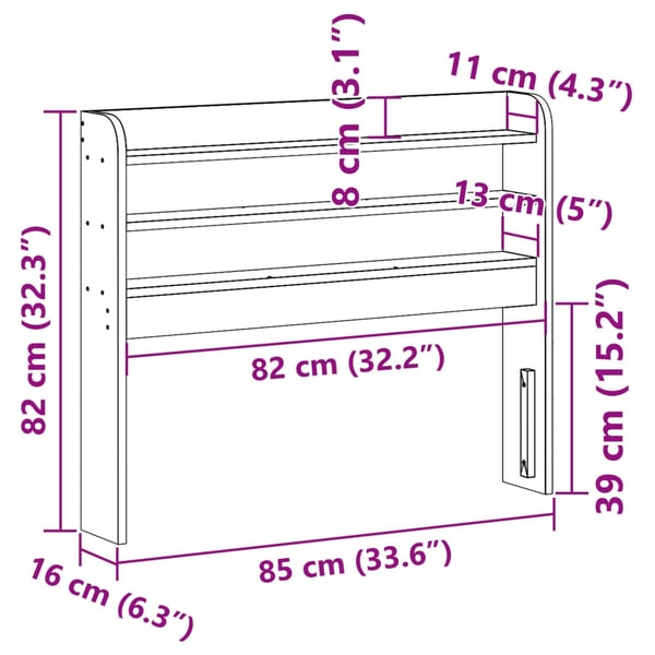 vidaXL Hodegavl med hyller hvit 75 cm heltre furu