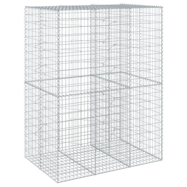 vidaXL gabionkurv med cover 150x100x200 cm galvaniseret jern