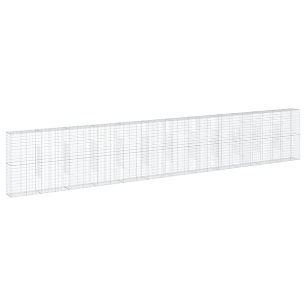 vidaXL gabionkurv med cover 1200x50x200 cm galvaniseret jern