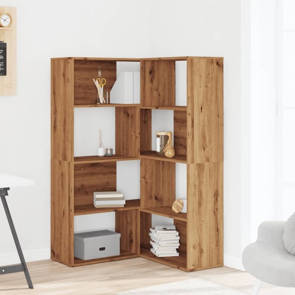 vidaXL Bokhylle hjørne 5 lag artisan eik 85x85x140 cm konstruert tre
