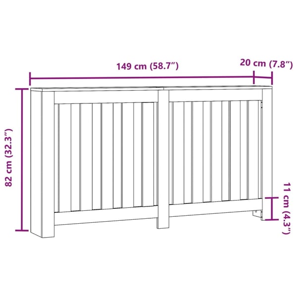vidaXL Radiatordeksel røkt eik 149x20x82 cm konstruert tre