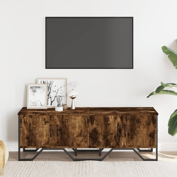 vidaXL tv-bord 122x34x41 cm konstrueret træ røget egetræsfarve