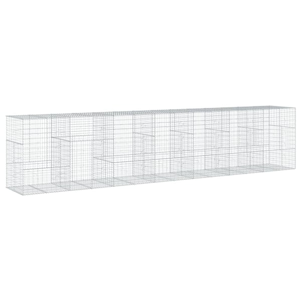 vidaXL gabionkurv med cover 700x100x150 cm galvaniseret jern
