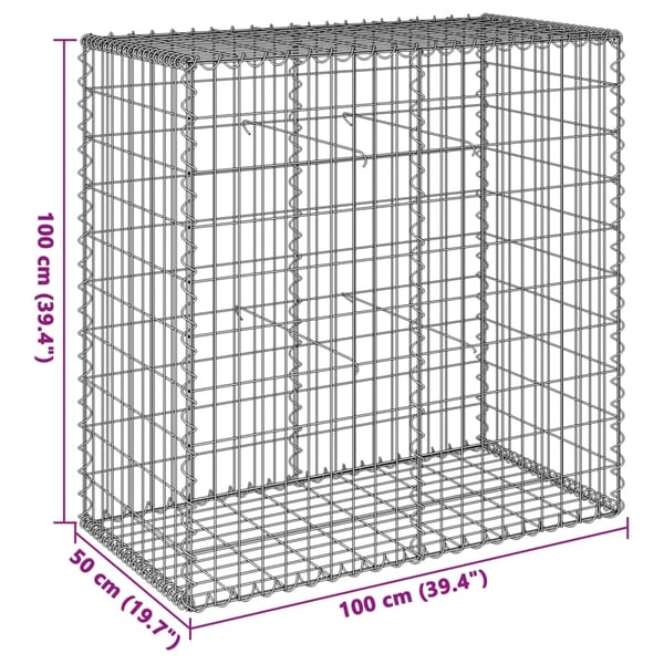 vidaXL Gabionkurv med deksel 100x50x100 cm galvanisert jern