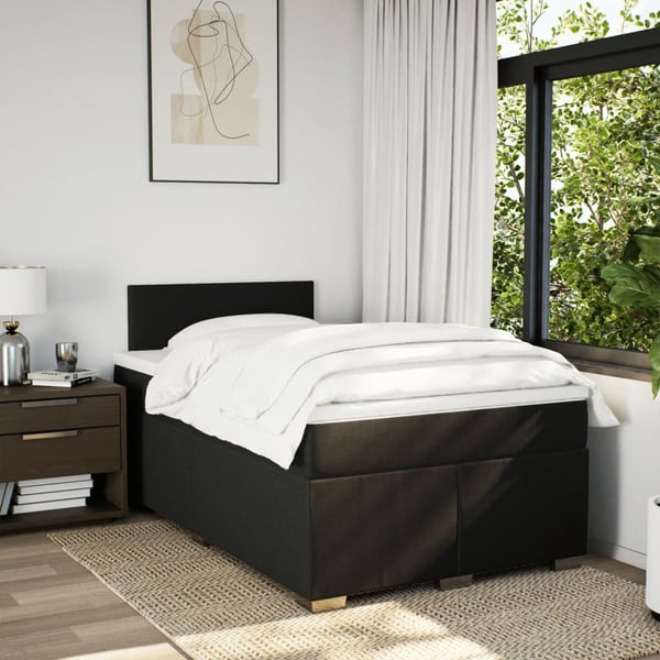vidaXL kontinentalseng med madras 120x200 cm stof sort