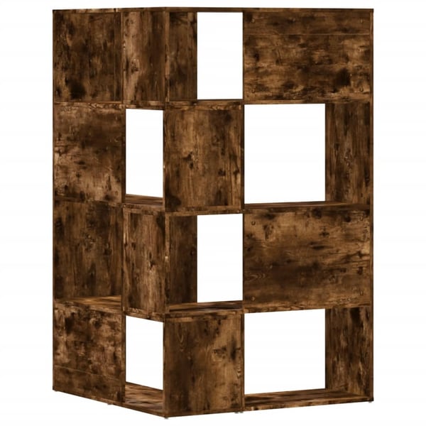 vidaXL Bokhylle hjørne 4 etasjer røkt eik 85x85x140 cm konstruert tre