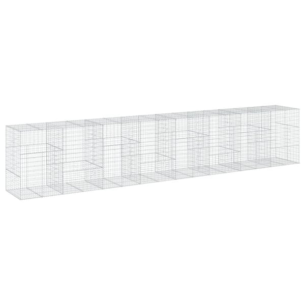 vidaXL Gabionkurv med deksel 800x100x150 cm galvanisert jern