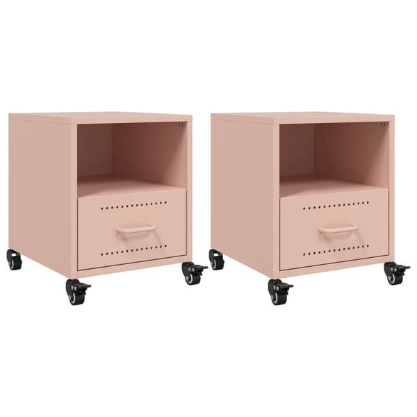 vidaXL Nattbord 2 stk rosa 36x39x43,5 cm stål